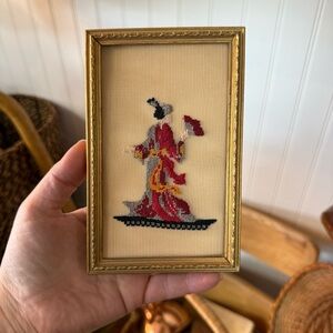 Antique Framed Embroidered Asian Art